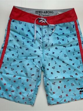 Billabong Boys/Youth 25 (Sz 10) Board Shorts/ Swim Trunks, Blue, Red